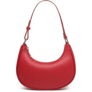 Women Red Retro Classic Clutch Shoulder Tote Hand Bag With Zipper Closure